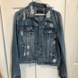 Distressed denim jacket